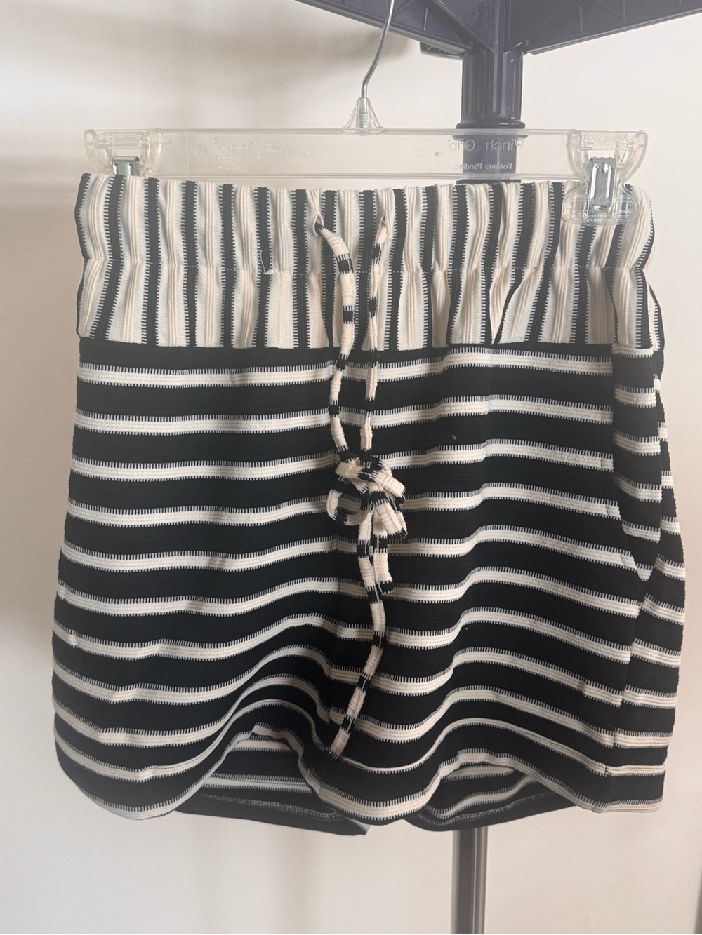 Striped Black and White Drawstring Shorts